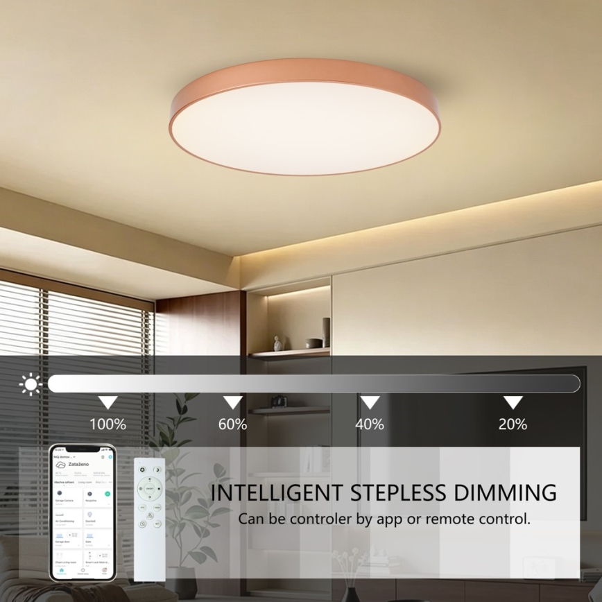 Brilagi - Ρυθμιζόμενο LED φωτιστικό οροφής POOL SMART LED/100W/230V 3000-6000K διάμ. 80 cm Wi-Fi Tuya μπρονζέ + τηλεχειριστήριο