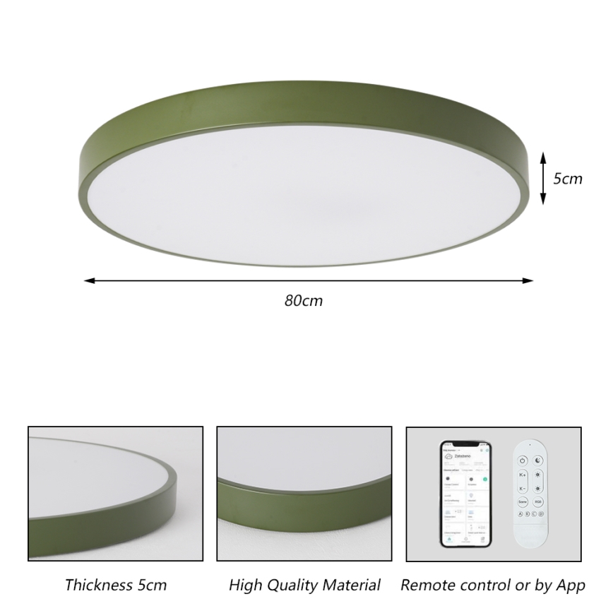 Brilagi - Ρυθμιζόμενο LED φωτιστικό POOL SMART LED/100W/230V Ø 80 cm 3000-6000K Wi-Fi Tuya + τηλεχειριστήριο πράσινο