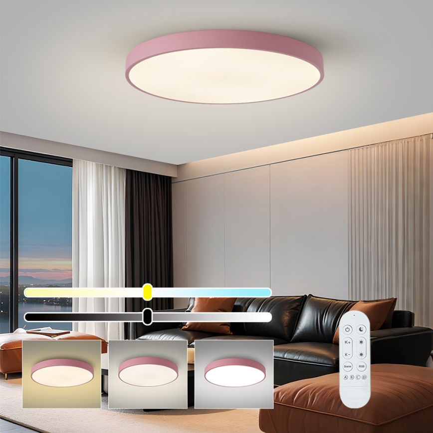 Brilagi - Ρυθμιζόμενο φωτιστικό LED POOL SMART LED/100W/230V, διάμετρος 80 cm, 3000-6000K, Wi-Fi Tuya + τηλεχειριστήριο, ροζ