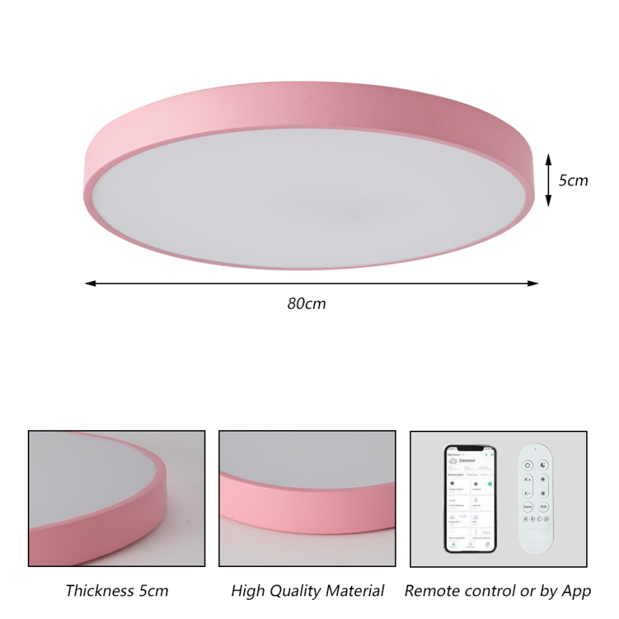 Brilagi - Ρυθμιζόμενο φωτιστικό LED POOL SMART LED/100W/230V, διάμετρος 80 cm, 3000-6000K, Wi-Fi Tuya + τηλεχειριστήριο, ροζ