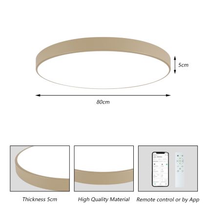 Brilagi - LED ρυθμιζόμενο φωτιστικό οροφής POOL SMART LED/100W/230V 3000-6000K 80 cm μπεζ Wi-Fi Tuya + τηλεχειριστήριο
