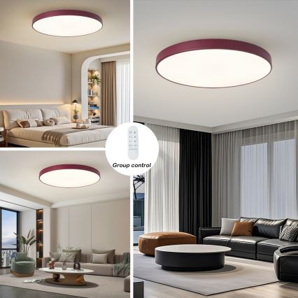 Brilagi - Ρυθμιζόμενο LED φωτιστικό POOL SMART LED/128 W/230 V, διάμ. 100 cm, Wi‑Fi Tuya + τηλεχειριστήριο, χρώμα μπουργουνδί