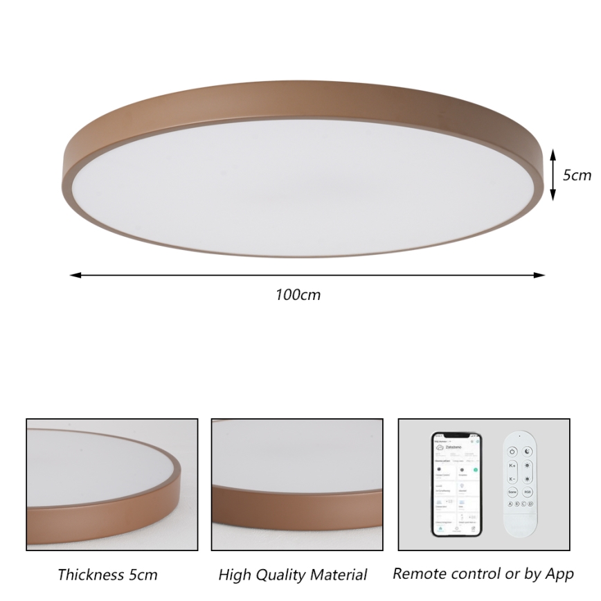 Brilagi - Ρυθμιζόμενο LED φωτιστικό POOL SMART LED/128W/230V Ø 100 cm 3000-6000K Wi-Fi Tuya + τηλεχειριστήριο καφέ