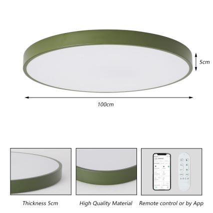 Brilagi - Ρυθμιζόμενο φωτιστικό LED POOL SMART LED/128W/230V διάμ. 100 cm 3000-6000K Wi-Fi Tuya + τηλεχειριστήριο πράσινο