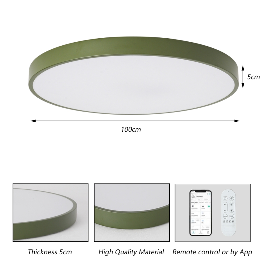 Brilagi - Ρυθμιζόμενο φωτιστικό LED POOL SMART LED/128W/230V διάμ. 100 cm 3000-6000K Wi-Fi Tuya + τηλεχειριστήριο πράσινο