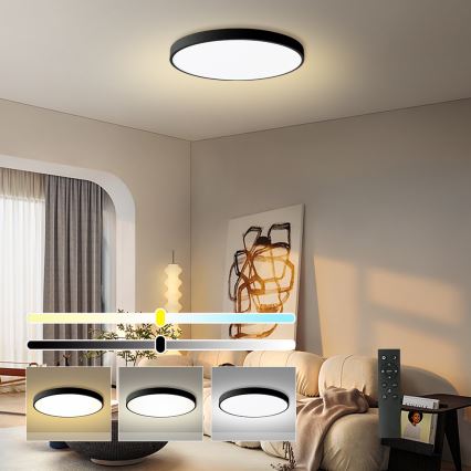 Brilagi - Ρυθμιζόμενο φωτιστικό οροφής LED POOL SMART LED/180W/230V 3000-6000K διάμ. 120 cm Wi-Fi Tuya μαύρο + τηλεχειριστήριο