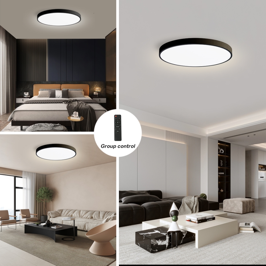 Brilagi - Ρυθμιζόμενο φωτιστικό οροφής LED POOL SMART LED/180W/230V 3000-6000K διάμ. 120 cm Wi-Fi Tuya μαύρο + τηλεχειριστήριο