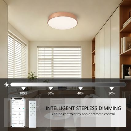 Brilagi - Ρυθμιζόμενο φωτιστικό οροφής LED POOL SMART LED/48W/230V 3000-6000K Ø 40 cm Wi-Fi Tuya μπρονζέ + τηλεχειριστήριο