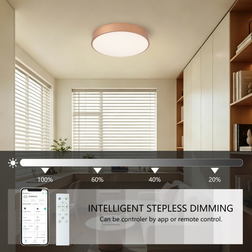Brilagi - Ρυθμιζόμενο φωτιστικό οροφής LED POOL SMART LED/48W/230V 3000-6000K Ø 40 cm Wi-Fi Tuya μπρονζέ + τηλεχειριστήριο