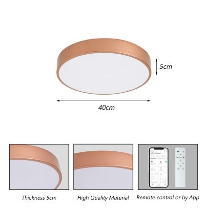 Brilagi - Ρυθμιζόμενο φωτιστικό οροφής LED POOL SMART LED/48W/230V 3000-6000K Ø 40 cm Wi-Fi Tuya μπρονζέ + τηλεχειριστήριο