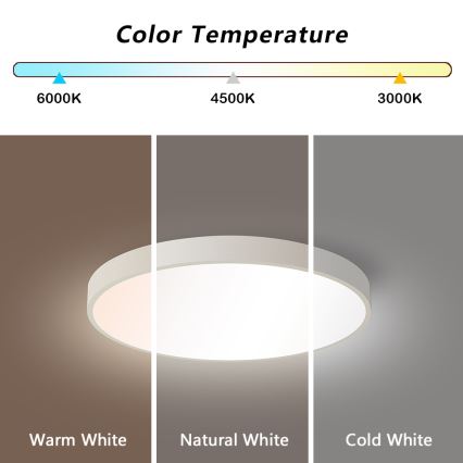 Brilagi - Ρυθμιζόμενο LED φωτιστικό οροφής POOL SMART LED/48W/230V 40 cm 3000-6000K Wi-Fi Tuya + τηλεχειριστήριο λευκό