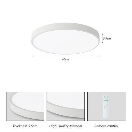 Brilagi - Ρυθμιζόμενο LED οροφής φωτιστικό POOL SMART LED/48W/230V 40 εκ. 3000-6000K Wi-Fi Tuya + τηλεχειριστήριο λευκό