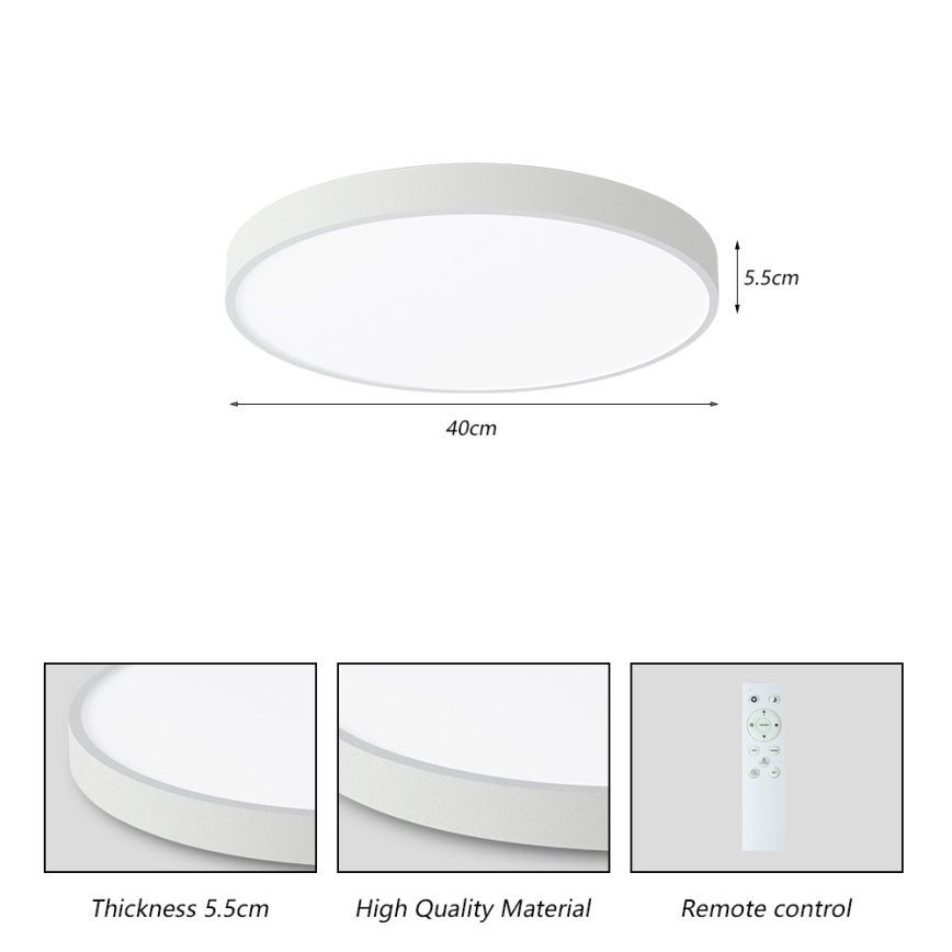 Brilagi - Ρυθμιζόμενο LED οροφής φωτιστικό POOL SMART LED/48W/230V 3000-6000K 40 εκ. με τηλεχειριστήριο λευκό