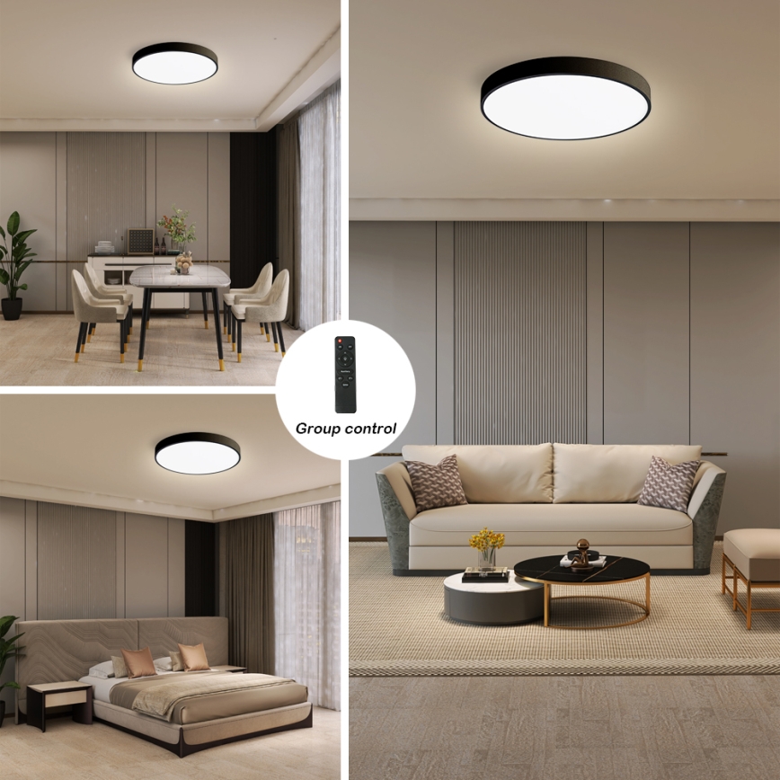 Brilagi - Ρυθμιζόμενο LED οροφής φωτιστικό POOL SMART LED/48W/230V 40 εκ. 3000-6000K Wi-Fi Tuya + τηλεχειριστήριο μαύρο