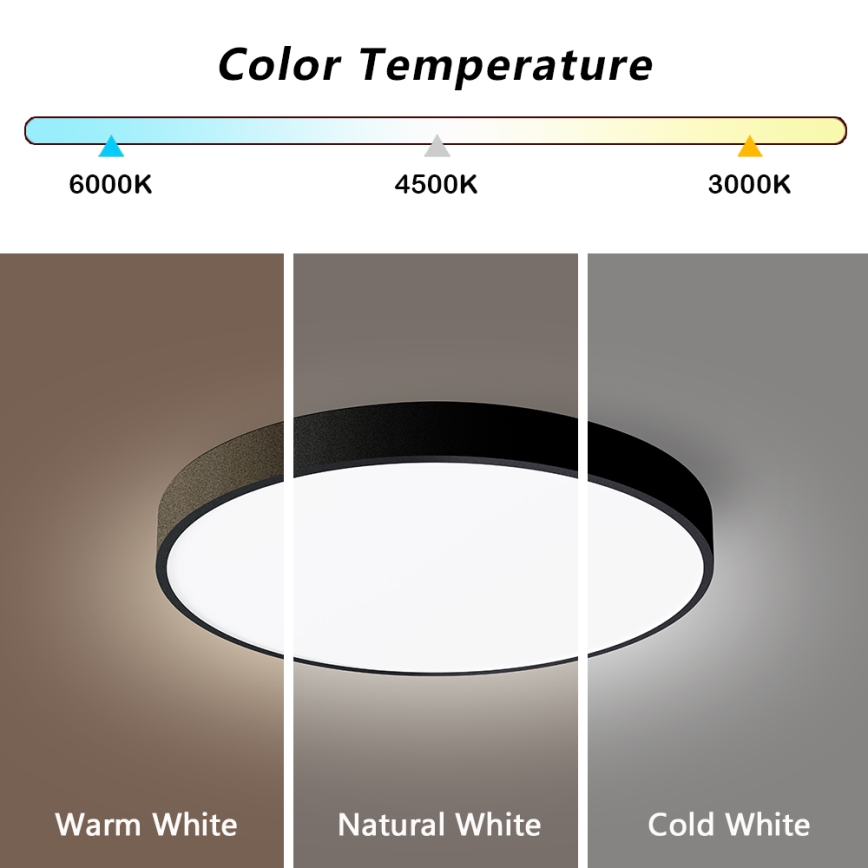 Brilagi - Ρυθμιζόμενο LED οροφής φωτιστικό POOL SMART LED/48W/230V 40 εκ. 3000-6000K Wi-Fi Tuya + τηλεχειριστήριο μαύρο