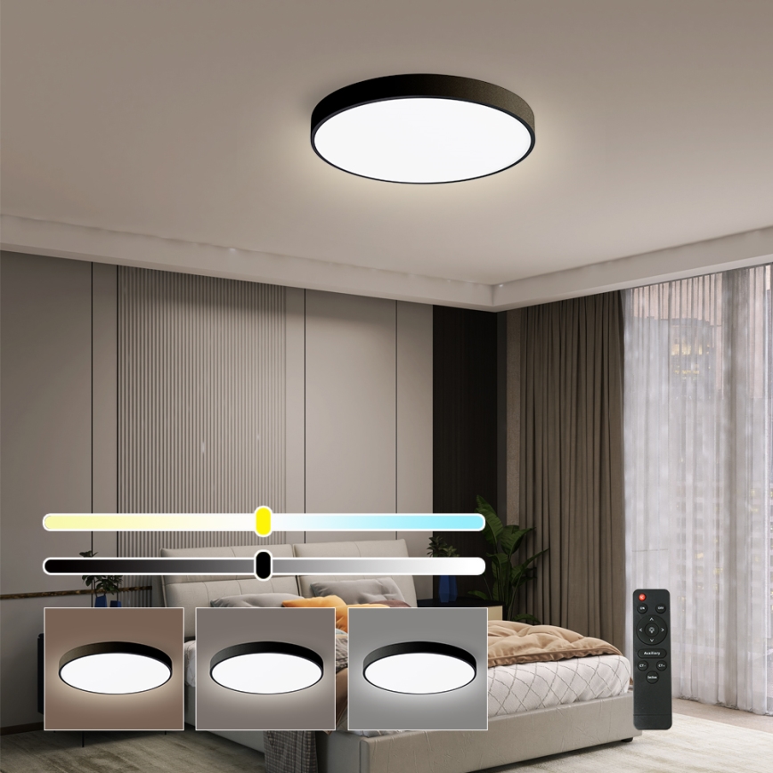 Brilagi - Ρυθμιζόμενο LED οροφής φωτιστικό POOL SMART LED/48W/230V 40 εκ. 3000-6000K Wi-Fi Tuya + τηλεχειριστήριο μαύρο