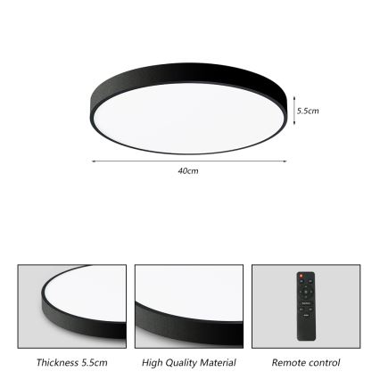 Brilagi - Ρυθμιζόμενο LED οροφής φωτιστικό POOL SMART LED/48W/230V 40 εκ. 3000-6000K Wi-Fi Tuya + τηλεχειριστήριο μαύρο