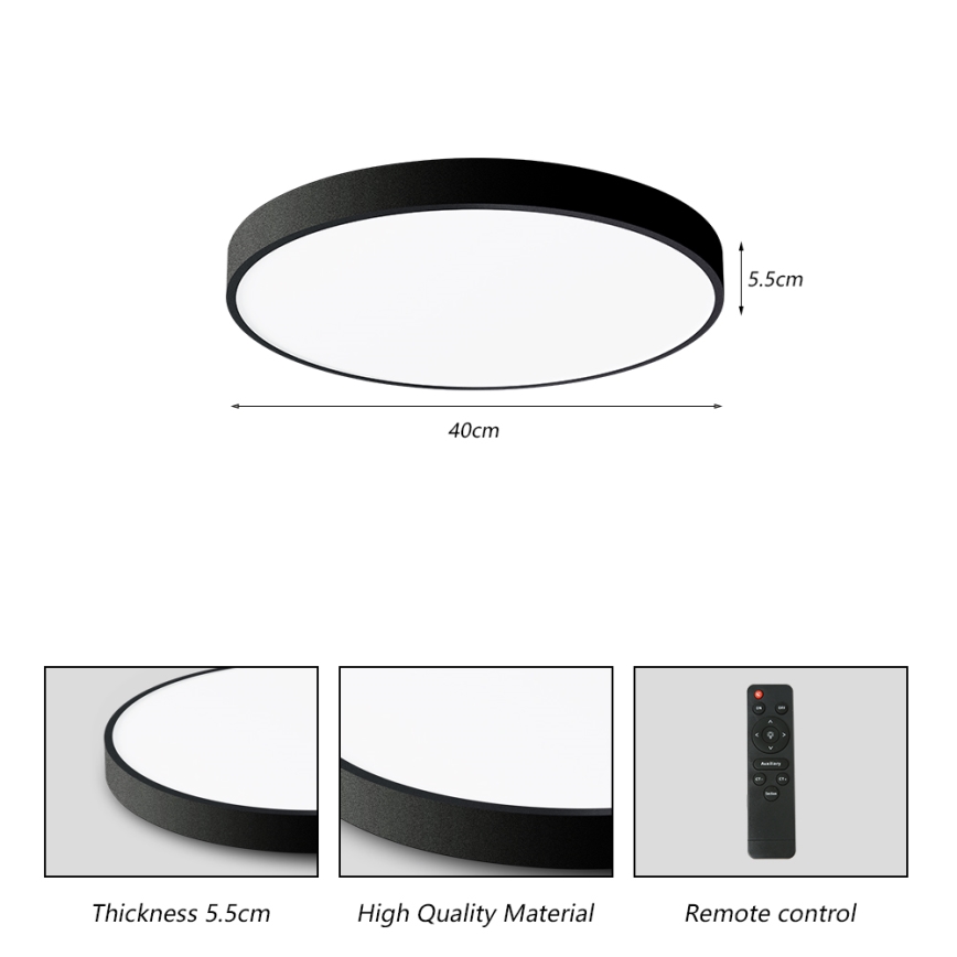 Brilagi - Ρυθμιζόμενο LED οροφής φωτιστικό POOL SMART LED/48W/230V 40 εκ. 3000-6000K Wi-Fi Tuya + τηλεχειριστήριο μαύρο