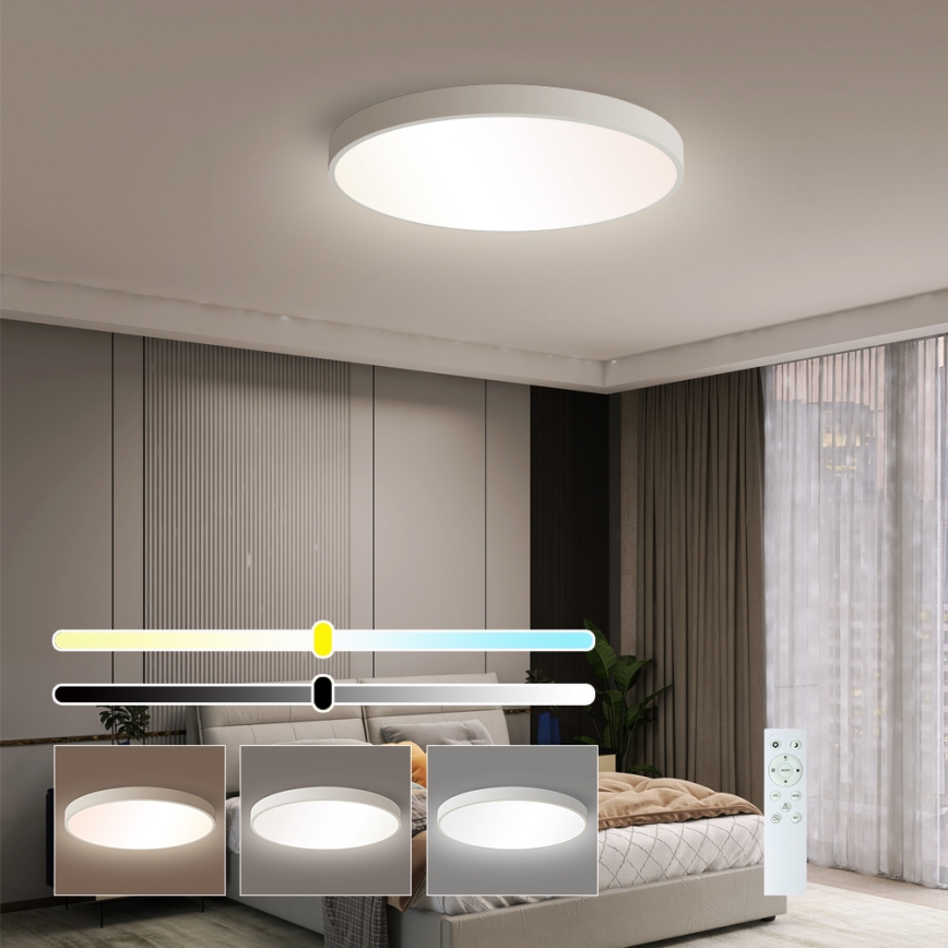 Brilagi - Ρυθμιζόμενο LED φωτιστικό οροφής POOL SMART LED/60W/230V 50 cm 3000-6000K Wi-Fi Tuya + τηλεχειριστήριο λευκό