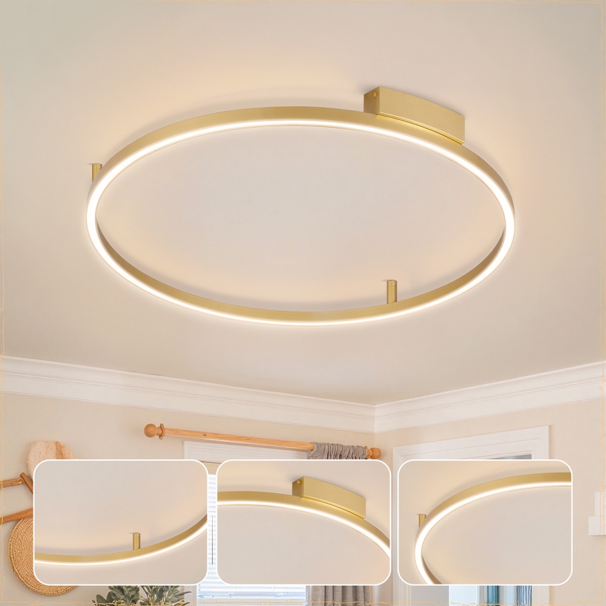 Brilagi - Ρυθμιζόμενο LED φωτιστικό οροφής PORTOFINO LED/60W/230V 3000-6000K Ø 80 cm χρυσό + τηλεχειριστήριο