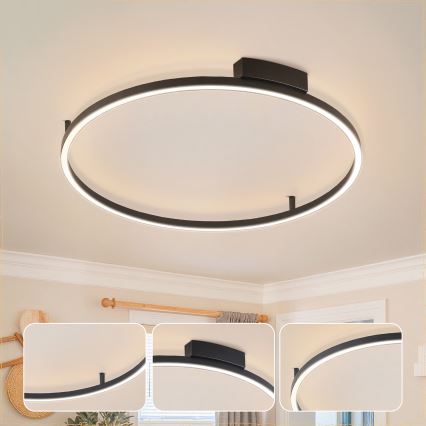 Brilagi - LED ρυθμιζόμενο φωτιστικό οροφής PORTOFINO LED/60W/230V 3000-6000K διάμ. 80 εκ. μαύρο + τηλεχειριστήριο