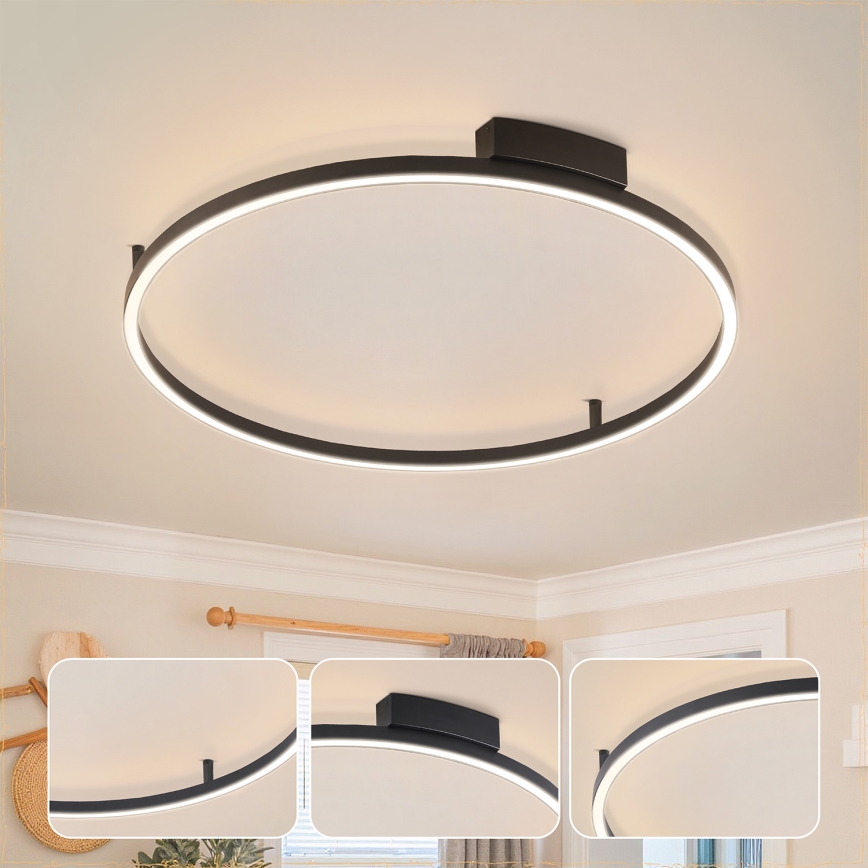 Brilagi - LED ρυθμιζόμενο φωτιστικό οροφής PORTOFINO LED/60W/230V 3000-6000K διάμ. 80 εκ. μαύρο + τηλεχειριστήριο