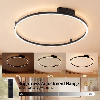 Brilagi - Ρυθμιζόμενο LED φωτιστικό οροφής PORTOFINO LED/60W/230V 3000–6000K διάμ. 80 εκ. μαύρο + τηλεχειριστήριο