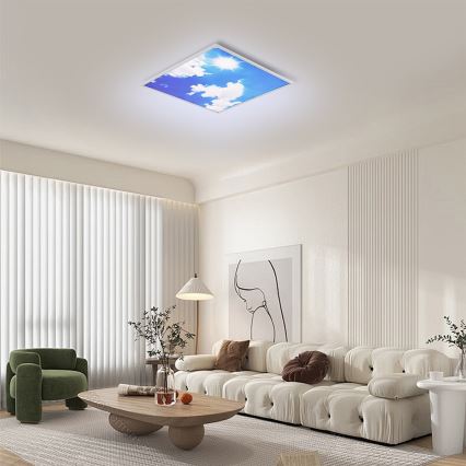 Brilagi - Ρυθμιζόμενο LED φωτιστικό οροφής SLIMFRAME SKY LED/58W/230V 60x60 cm 3000-6000K ασημί/μπλε + τηλεχειριστήριο