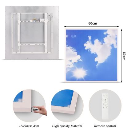Brilagi - Ρυθμιζόμενο LED φωτιστικό οροφής SLIMFRAME SKY LED/58W/230V 60x60 cm 3000-6000K ασημί/μπλε + τηλεχειριστήριο