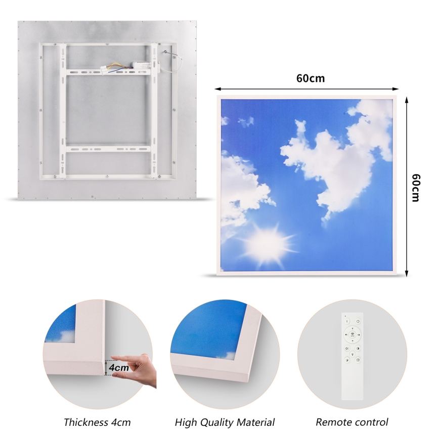 Brilagi - Ρυθμιζόμενο LED φωτιστικό οροφής SLIMFRAME SKY LED/58W/230V 60x60 cm 3000-6000K ασημί/μπλε + τηλεχειριστήριο