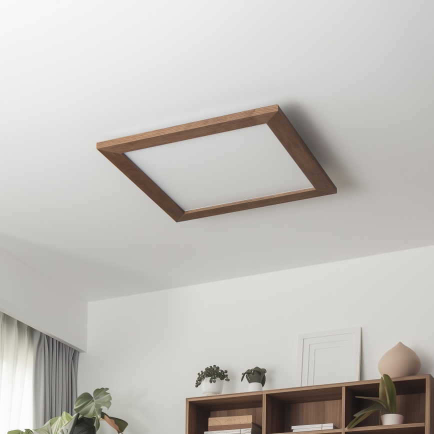 Brilagi - Ρυθμιζόμενο LED φωτιστικό οροφής SLIMFRAME WOOD LED/36W/230V 49,5x49,5 cm 3000-6000K σκούρο καφέ + τηλεχειριστήριο