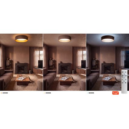 Brilagi - Ρυθμιζόμενο φωτιστικό οροφής VELVET SMARTIX STARS LED/24W/230V 3000–6000K διάμ. 45 cm καφέ/χρυσό Wi-Fi Tuya Beacon + τηλεχειριστήριο