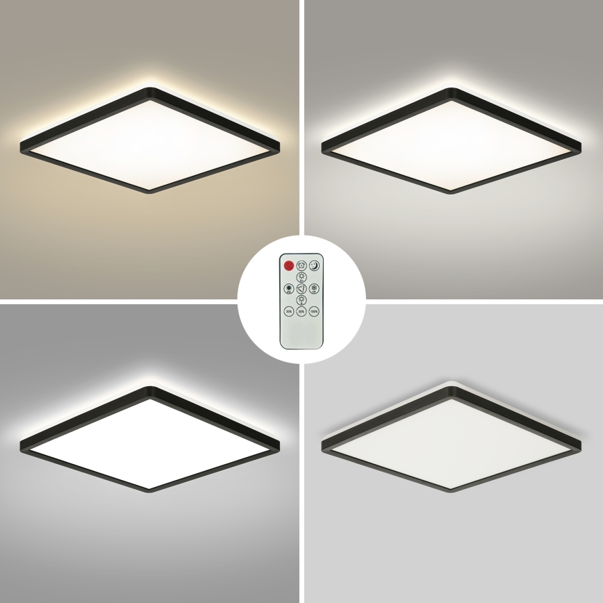 Brilagi - LED ρυθμιζόμενο φωτιστικό οροφής ULTRA SLIM LED/18W/230V 2700-6500K 30x30 cm μαύρο + τηλεχειριστήριο