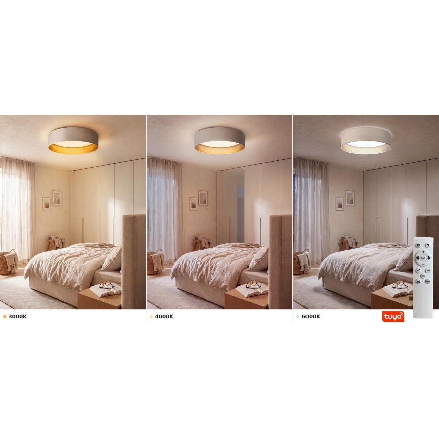 Brilagi - Ρυθμιζόμενο φωτιστικό οροφής LED VELVET SMARTIX STARS LED/24W/230V 3000-6000K Ø 45 cm κρεμ/χρυσό Wi‑Fi Tuya Beacon + τηλεχειριστήριο