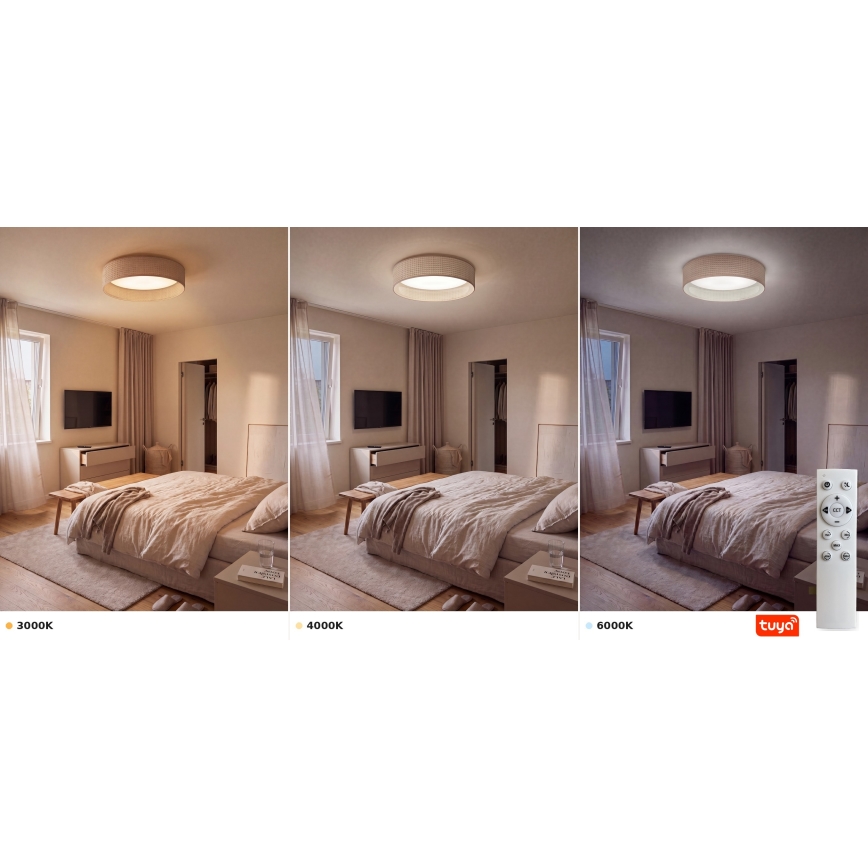 Brilagi - Ρυθμιζόμενο LED φωτιστικό οροφής VELVET SMARTIX STARS LED/24W/230V 3000-6000K Ø 45 cm μπεζ Wi-Fi Tuya Beacon + τηλεχειριστήριο