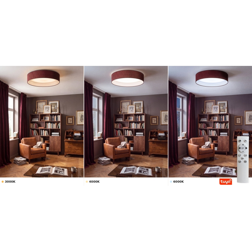 Brilagi - Ρυθμιζόμενο φωτιστικό οροφής VELVET SMARTIX STARS LED/24W/230V 3000-6000K διάμ. 45 εκ. βυσσινί Wi-Fi Tuya Beacon + τηλεχειριστήριο