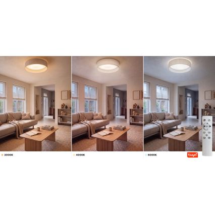 Brilagi - Ρυθμιζόμενο φωτιστικό οροφής LED VELVET SMARTIX STARS LED/24W/230V 3000–6000K Ø 45 εκ. σε κρεμ απόχρωση Wi‑Fi Tuya Beacon + τηλεχειριστήριο