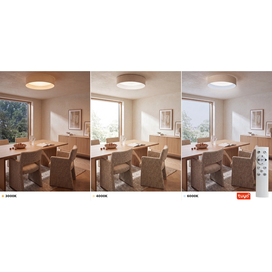 Brilagi - Ρυθμιζόμενο φωτιστικό οροφής LED VELVET SMARTIX STARS LED/36W/230V 3000–6000K Ø 55 εκ., σε απόχρωση εκρού, Wi‑Fi Tuya Beacon + τηλεχειριστήριο