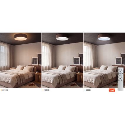 Brilagi - LED ρυθμιζόμενο οροφής φωτιστικό VELVET SMARTIX LED/24W/230V 3000-6000K Ø 45 cm καφέ Wi-Fi Tuya Beacon + τηλεχειριστήριο
