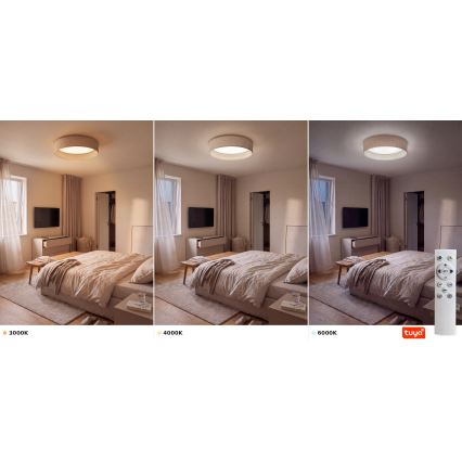 Brilagi - Ρυθμιζόμενο φωτιστικό οροφής LED VELVET SMARTIX LED/24W/230V 3000–6000K διάμ. 45 cm μπεζ Wi‑Fi Tuya Beacon + τηλεχειριστήριο