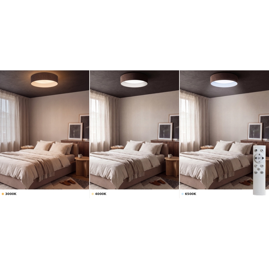 Brilagi - Ρυθμιζόμενο φωτιστικό οροφής VELVET SMART VARI LED/24W/230V 3000-6500K Ø 45 cm καφέ + τηλεχειριστήριο