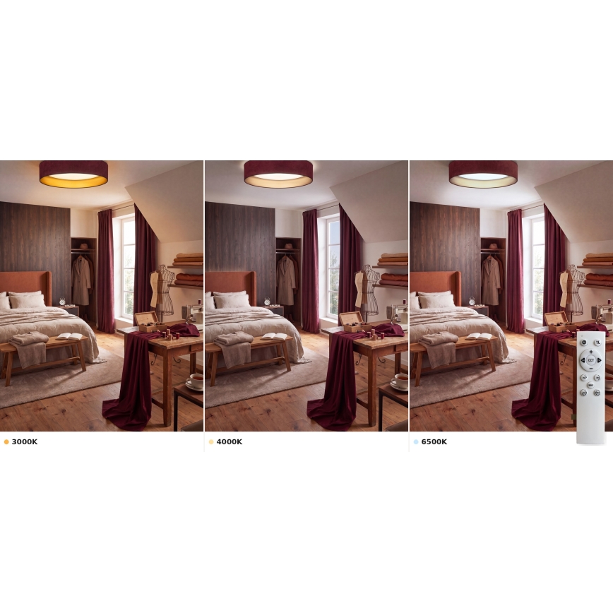 Brilagi - LED ρυθμιζόμενο φωτιστικό οροφής VELVET SMART VARI LED/24W/230V 3000-6500K Ø 45 cm βυσσινί/χρυσό + τηλεχειριστήριο