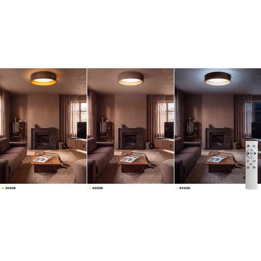 Brilagi - Ρυθμιζόμενο LED φωτιστικό οροφής VELVET SMART VARI LED/36W/230V 3000-6500K διάμ. 55 cm καφέ/χρυσό + τηλεχειριστήριο