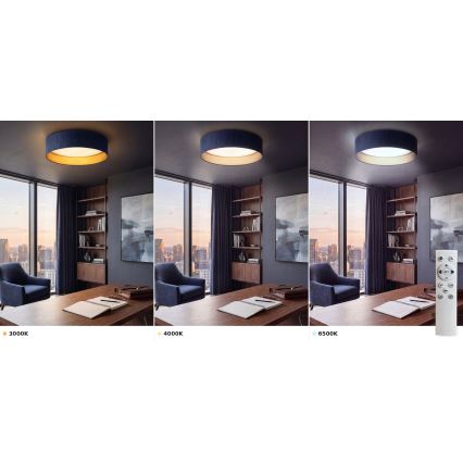 Brilagi - LED ρυθμιζόμενο φωτιστικό οροφής VELVET SMART VARI LED/36W/230V 3000-6500K διάμ. 55 cm μπλε/χρυσό + τηλεχειριστήριο