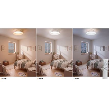 Brilagi - LED ρυθμιζόμενο φωτιστικό οροφής VELVET SMART VARI LED/36W/230V 3000-6500K Ø 55 cm λευκό/λουλούδια + με τηλεχειριστήριο