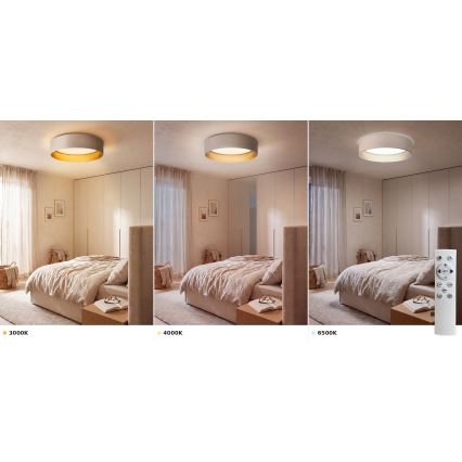 Brilagi - Ρυθμιζόμενο LED φωτιστικό οροφής VELVET SMART VARI LED/36W/230V 3000-6500K διάμ. 55 cm εκρού/χρυσό + τηλεχειριστήριο
