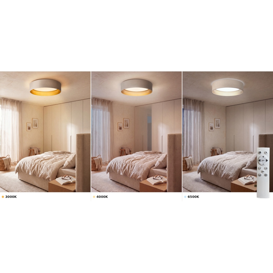 Brilagi - Ρυθμιζόμενο LED φωτιστικό οροφής VELVET SMART VARI LED/36W/230V 3000-6500K διάμ. 55 cm εκρού/χρυσό + τηλεχειριστήριο