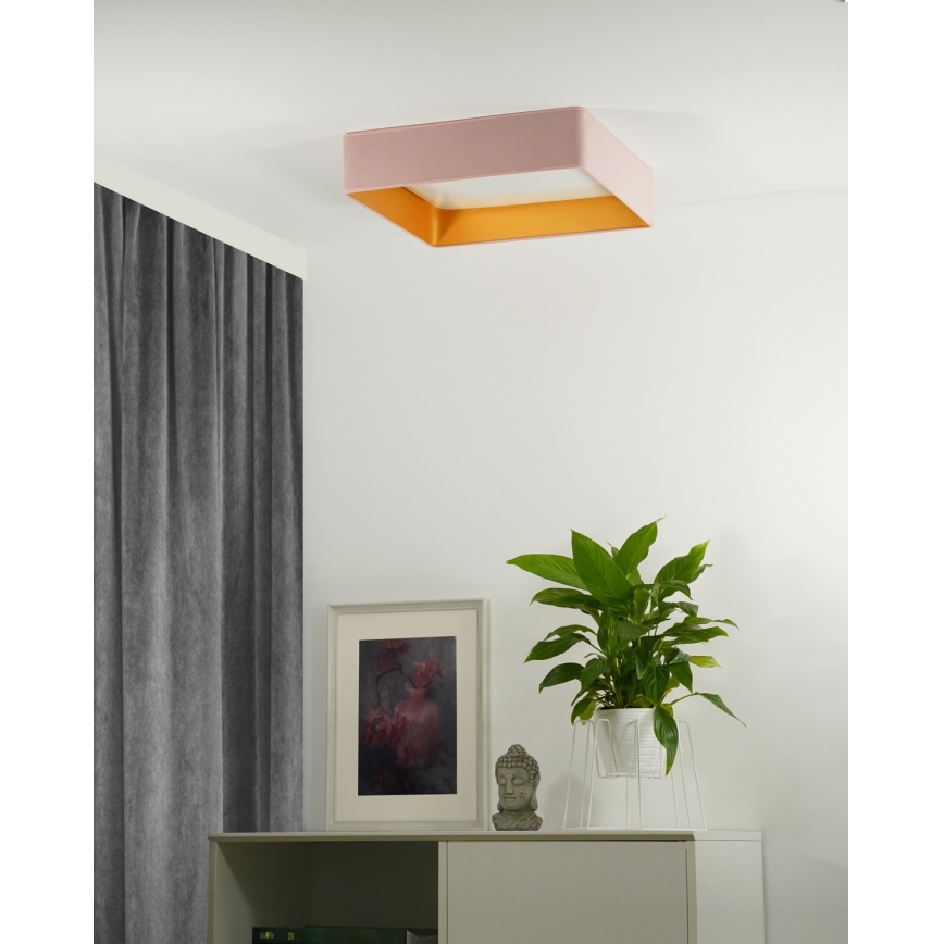 Brilagi - LED ρυθμιζόμενο φωτιστικό οροφής VELVET SQUARE LED/24W/230V 43x43 cm 3000/4000/6500K + τηλεχειριστήριο ροζ