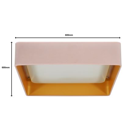 Brilagi - Ρυθμιζόμενο φωτιστικό οροφής LED VELVET SQUARE SMART LED/36W/230V 60x60 cm 2700-6500K Wi-Fi Tuya + τηλεχειριστήριο ροζ