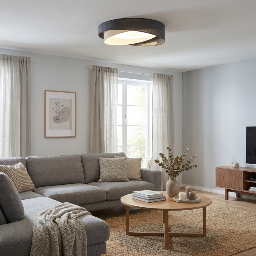 BRILAGI - Ρυθμιζόμενο LED φωτιστικό οροφής VELVET TWIST LED/36W/230V 3000-6000K Ø 65 cm Wi-Fi Tuya Beacon γκρι/κρεμ + με τηλεχειριστήριο